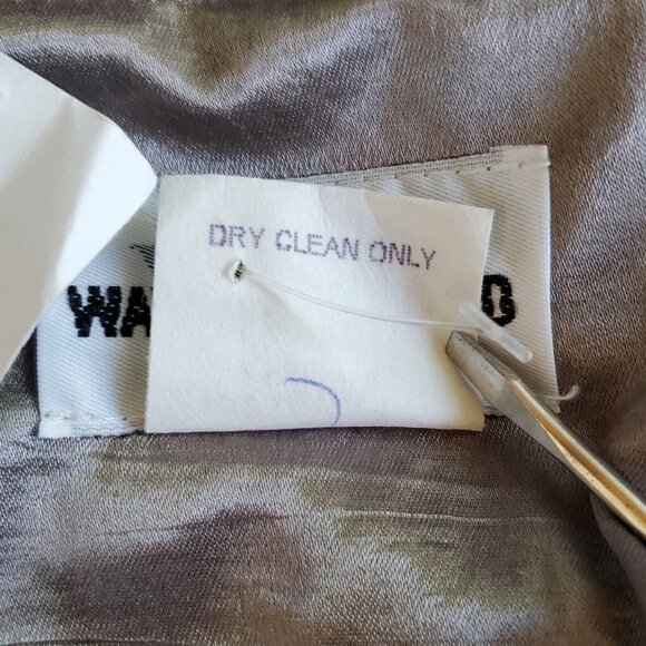 VTG Wayne Diamond 2 Pc Skirt Set Women's 22 Gray Tank Blouse Satin Dragonfly Pin - Picture 12 of 12